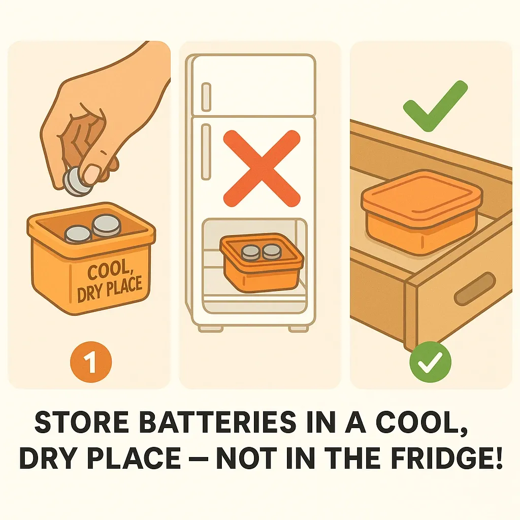 Store Batteries in a Cool, Dry Place — Not in the Fridge!
